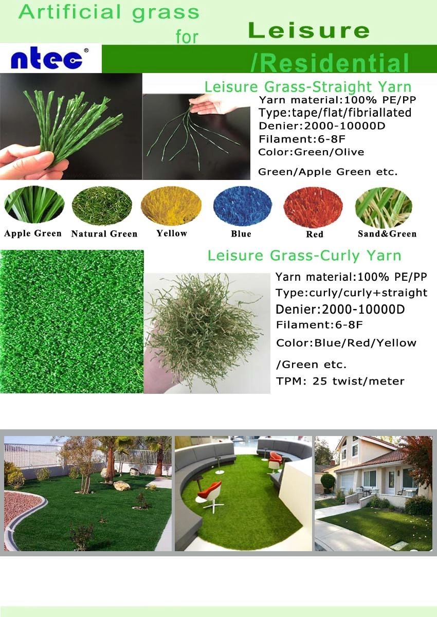 8000Dtex synthetic grass yarn/thread fibrillated type for leisure